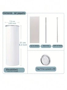 Skinny Steel  With Straw 600ml Lottery Mod.G94 - White - View 4