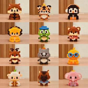 1 söta djurbyggklossar, födelsedagspresent, byggklossar i DIY-serien, skrivbordsdekorationer, tryckavlastning, stressavlastning, hemkollektionsdekoration, monteringsdocka, skrivbordsprydnad för kontor, skrivbordsdekorationer.