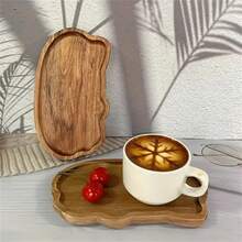 1pc Wood Tray, Multipurpose Wood Tray For Coffee, Tea, Jewelry, Fruit, Food, Breakfast, Dinner, Outdoor Use Christmas Gift - Brown - View 6