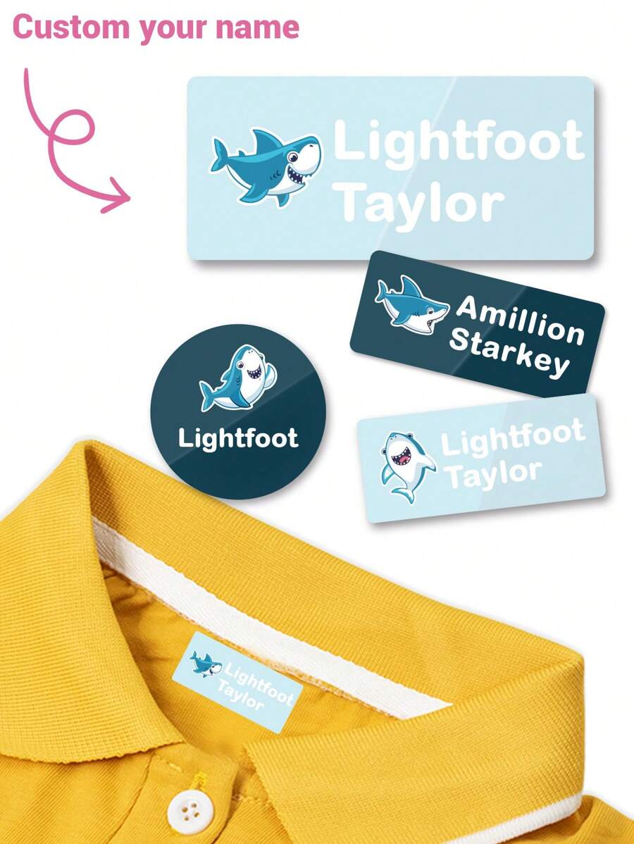 Custom Name Waterproof Stickers, Cute Cartoon Style Labels Stickers, Personalized Name Label Stickers For Clothes, Customized Decorative Tags.