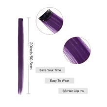 Bộ 5 kẹp tóc tổng hợp màu tím dài thẳng cho nữ hóa trang - Màu tím - Xem 5