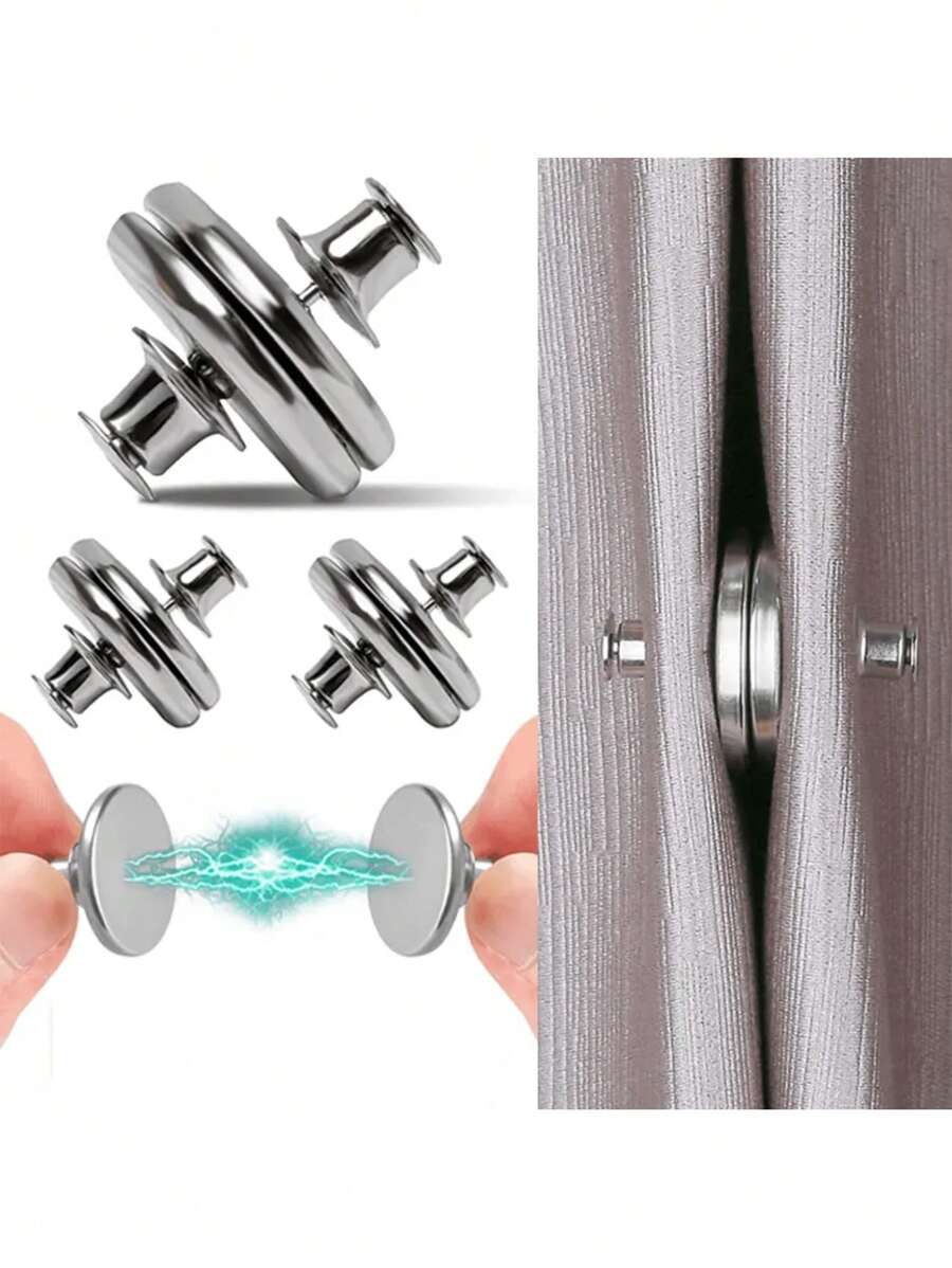 1/3/5/10 pares de sujetadores magnéticos para cortinas de tamaño mediano, anillos magnéticos resistentes para cortinas para reducción de ruido, fácil instalación sin herramientas