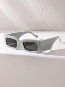 1pc Retro Futuristic Narrow Frame Wide Leg Fashion Glasses, Green - Multicolor - View 11