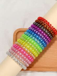 15pcs Coil Wire Design Hair Tie Casual Ponytail Holder Hair Elastic Hair Rope - Multicolor - View 9