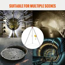 Confined Space Tripod Kit, 2600 Lbs Winch, Confined Space Tripod 8' Legs And 98' Cable, Confined Space Rescue Tripod 32.8' Fall Protection, Harness, Storage Bag For Traditional Confined Spaces