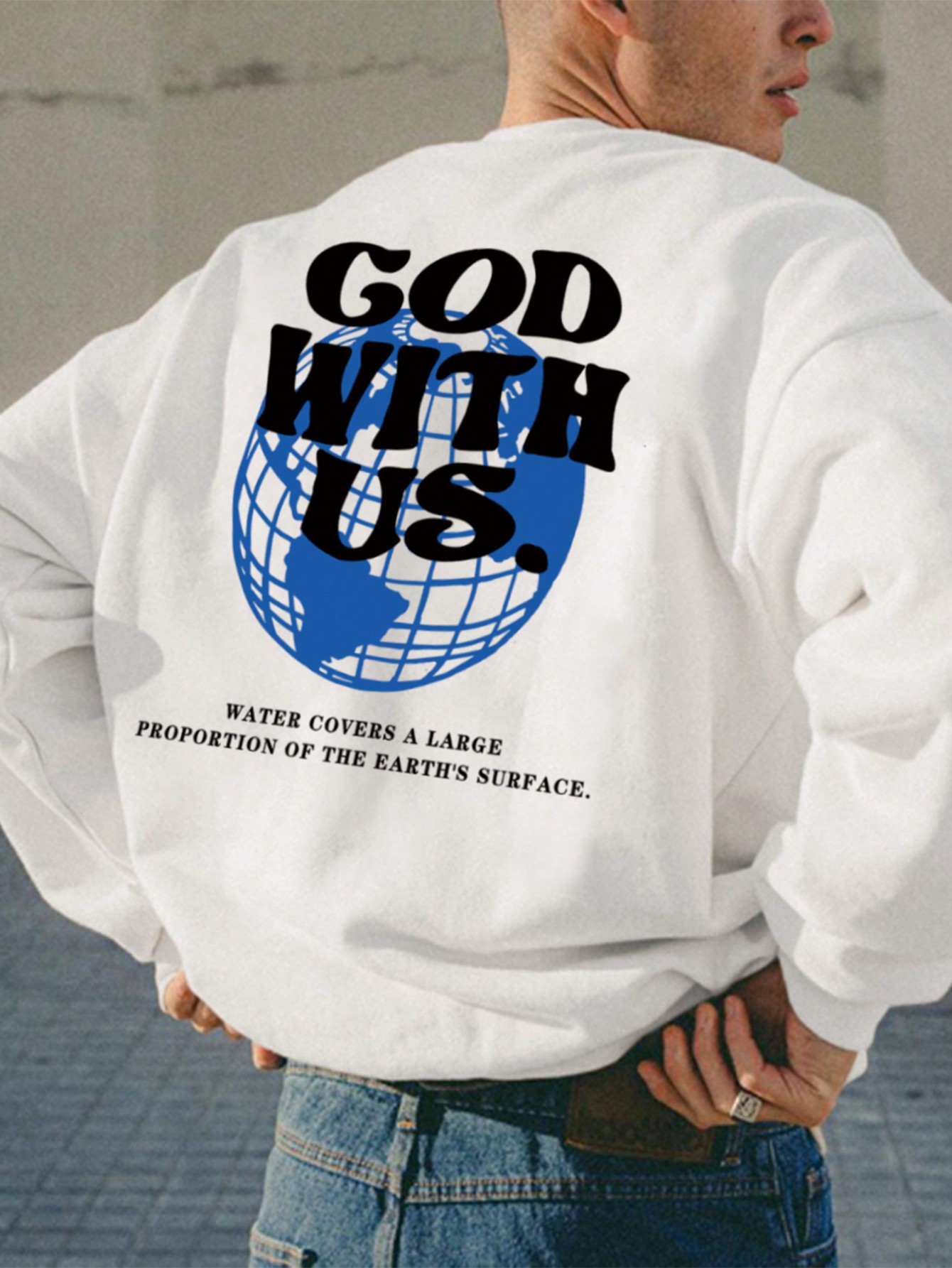 Men's Minimalist Printed Crew Neck Long Sleeve Sweatshirt