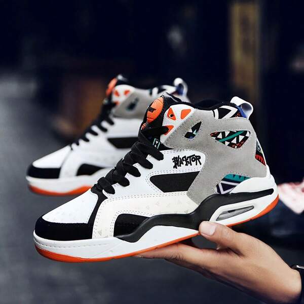 Zapatillas de baloncesto informales de caña alta para hombre con amortiguación de aire, zapatos deportivos de moda para la calle, estampado aleatorio, otoño e invierno