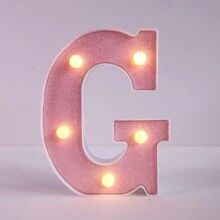 1pc Shiny Pink LED Letter Light, English Alphabet & Number Night Light, Battery Powered, Warm Glow, For Home Decor, Wall Decor, Kitchen Decor, Game Room Decor, Party Decor, Birthday Party, Outdoor Decor, Wedding Decor, Bedroom, Study, Graduation Party, Camping Decor