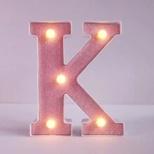 1pc Shiny Pink LED Letter Light, English Alphabet & Number Night Light, Battery Powered, Warm Glow, For Home Decor, Wall Decor, Kitchen Decor, Game Room Decor, Party Decor, Birthday Party, Outdoor Decor, Wedding Decor, Bedroom, Study, Graduation Party, Camping Decor
