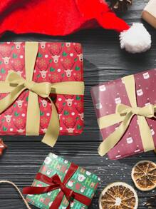 3 pezzi 70*50cm carta regalo di Natale, carta kraft bianca, carta da imballaggio per regali di Capodanno, forniture per compleanni, con motivi di Babbo Natale ed elfi, decorazioni natalizie, carta da regalo con fiori, confezione regalo, carta per matrimoni e decorazioni per feste di Natale