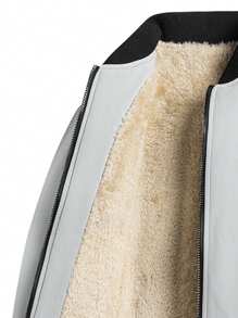 Men's Fashionable Fleece-Lined Casual Jacket, Suitable For Spring And Autumn - Grey - View 5