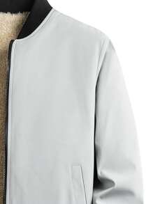 Men's Fashionable Fleece-Lined Casual Jacket, Suitable For Spring And Autumn - Grey - View 6