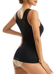 腰部训练器紧身胸衣塑身背心修身网眼内衣女士收腹，吊带背心性感外出派对俱乐部背心塑身衣健身 - 女士健身配件礼物 - 黑色 - 查看 6