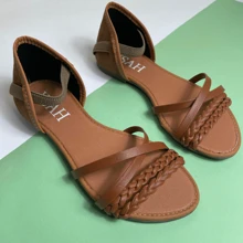 Kafer Women's Flat Back Suede Sandal Calce Fácil Handmade - Lạc đà - Xem 1