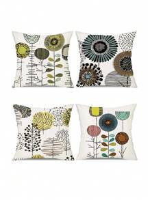 4 Stücke samtweiche retroabstrakte Kunst, Graffiti Street Art Stil dekorative Kissenbezüge, kostenlos dazu, Atmosphäre für Zuhause, Auto, Büro, Schlafzimmer, ohne Füllung