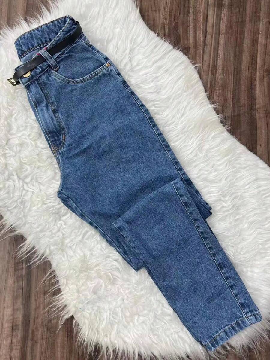 Women Jeans - 中等水洗藍 - 查看 1