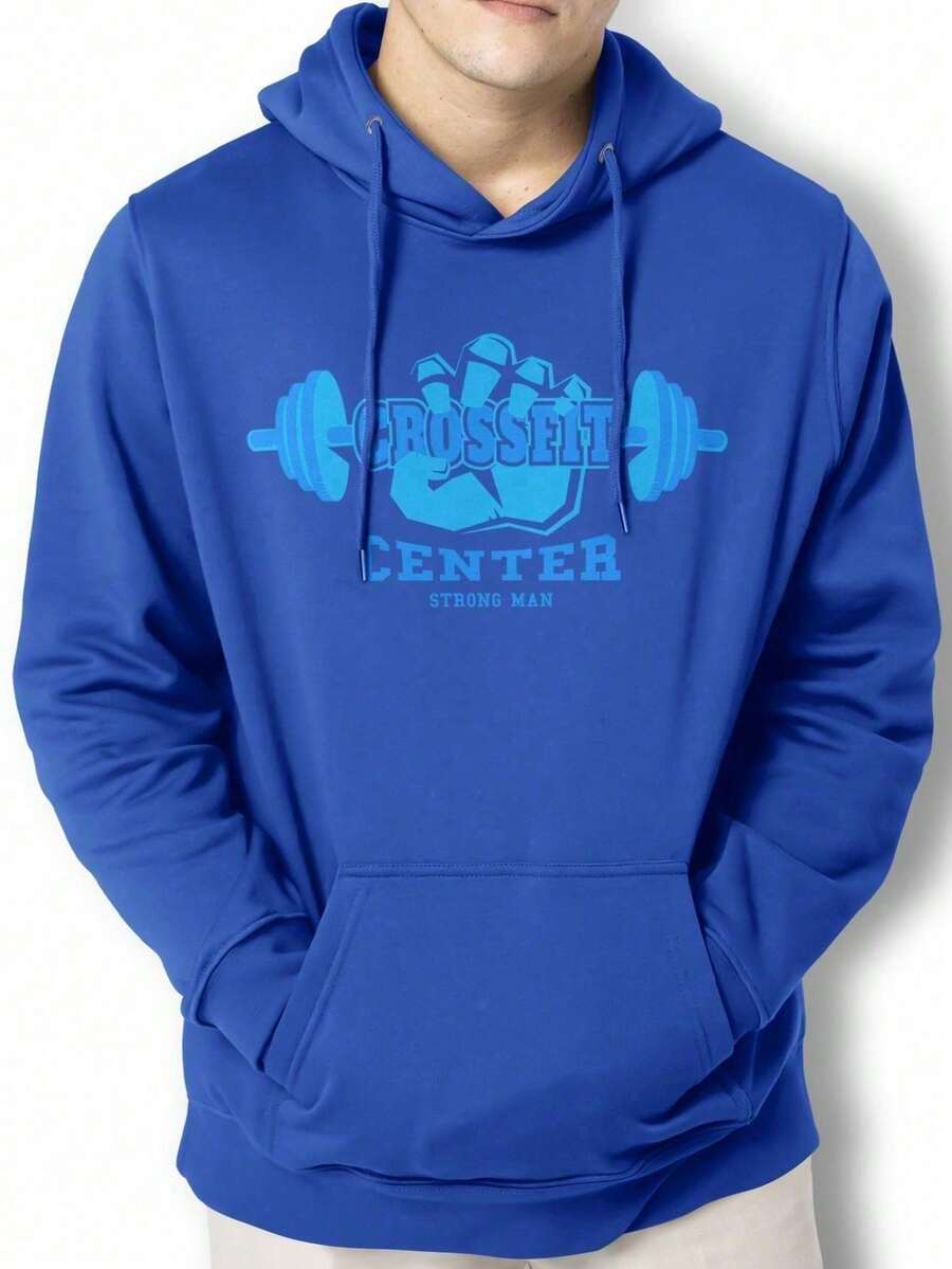 Crossfit Center Sweatshirt Kangaroo Blouse IZPJ1 - 寶藍色 - 查看 1