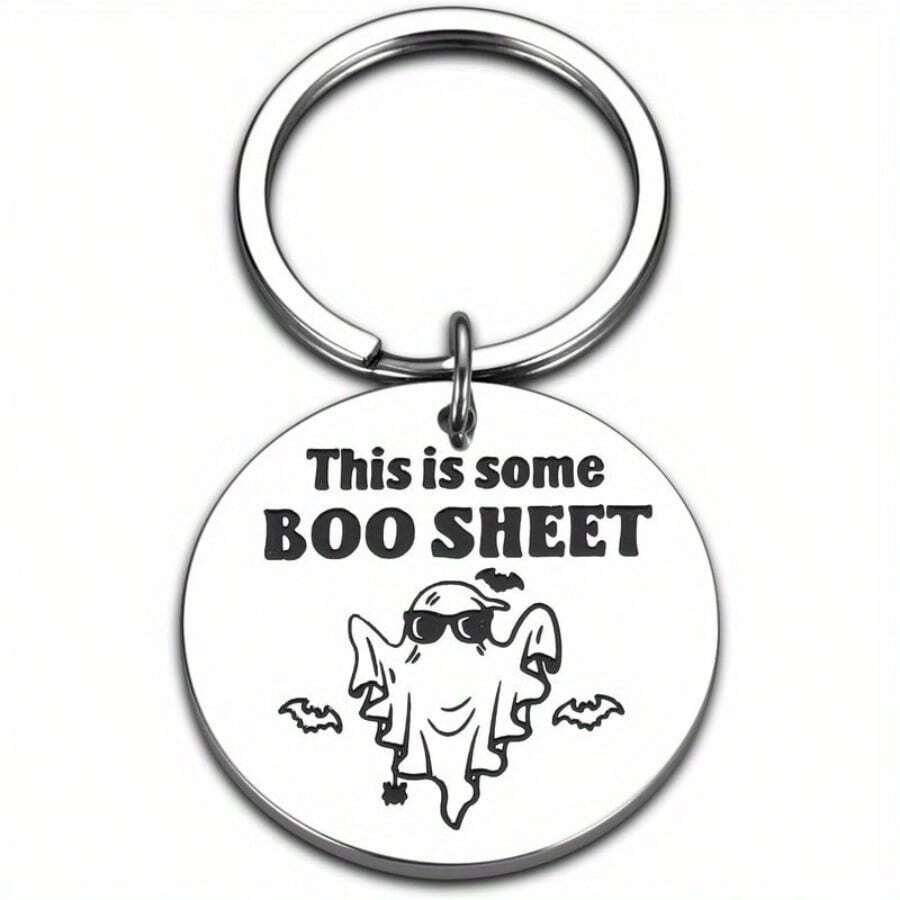 1pc Cute Ghost Love Boo Keychain - Stainless Steel, Casual Style - Perfect Halloween For Him Or Her Christmas Gift Ideas Bag Lanyards With Id Holder Car Accessories Bag Charms