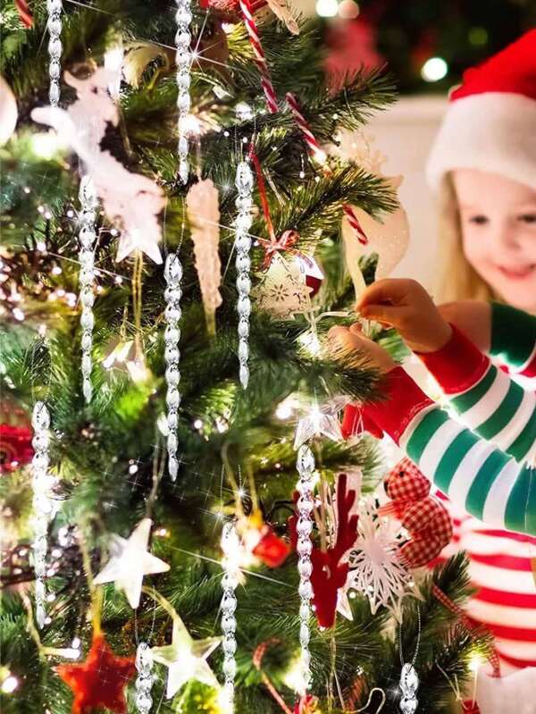 12 bucăți Crăciun Imitație creativă în spirală Decor de gheață transparentă, crengă de pom de Crăciun, streașină de nuntă, ornament pentru agățat pentru decorațiuni de iarnă, pandantiv pentru brad de sărbători