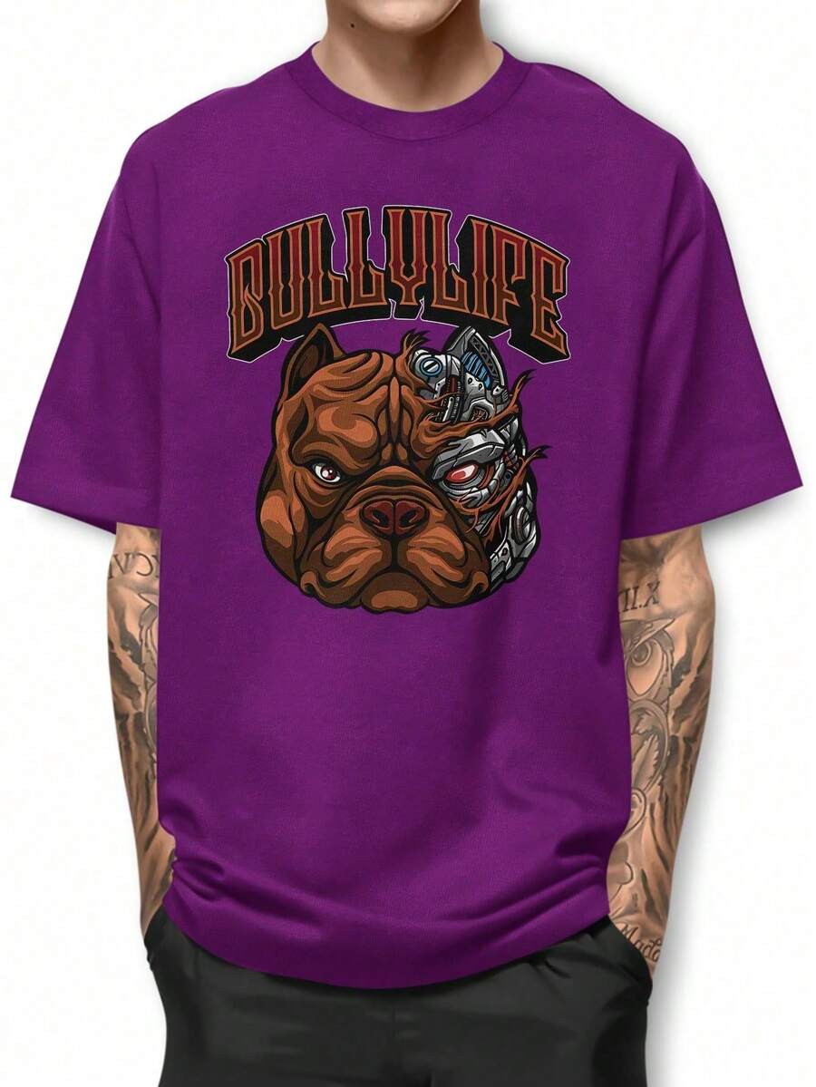 Pitbull Bullylife Basic T-Shirt 100% Cotton Shirt GPJ1 - 紫色 - 查看 1
