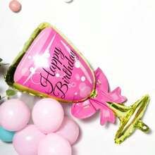 Set de 2 globos de lámina con forma de botella de champán y copa de vino para decorar fiestas de cumpleaños, accesorios para fotos, decoración de celebraciones, regalos de cumpleaños, decoración de ambiente, decoración del hogar, decoración de escena, artículos de fiesta - 2 piezas - Ver 6