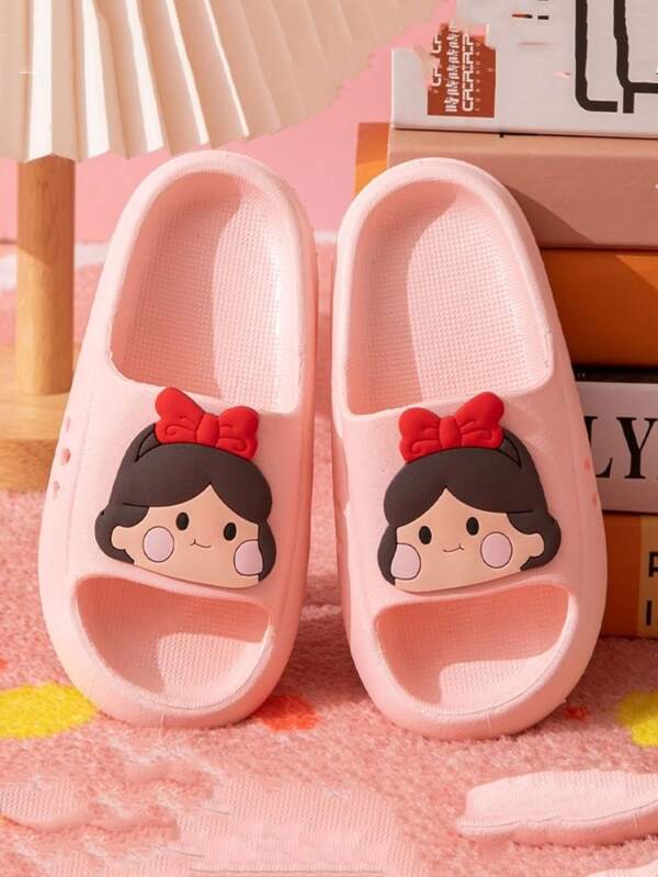 Kid Girls' Cute Princess Indoor Outdoor Slippers, Anti-Slip Shower Sandals For Summer