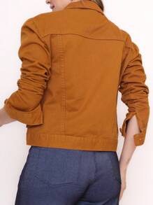 Feminine Short Denim Jacket - 棕色 - 查看 4