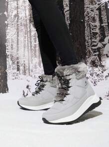 Women's Winter Snow Boots Waterproof Ankle Booties, Ladies Comfortable Boots Outdoor Christmas Festival Black  Boots - 灰色 - 查看 1