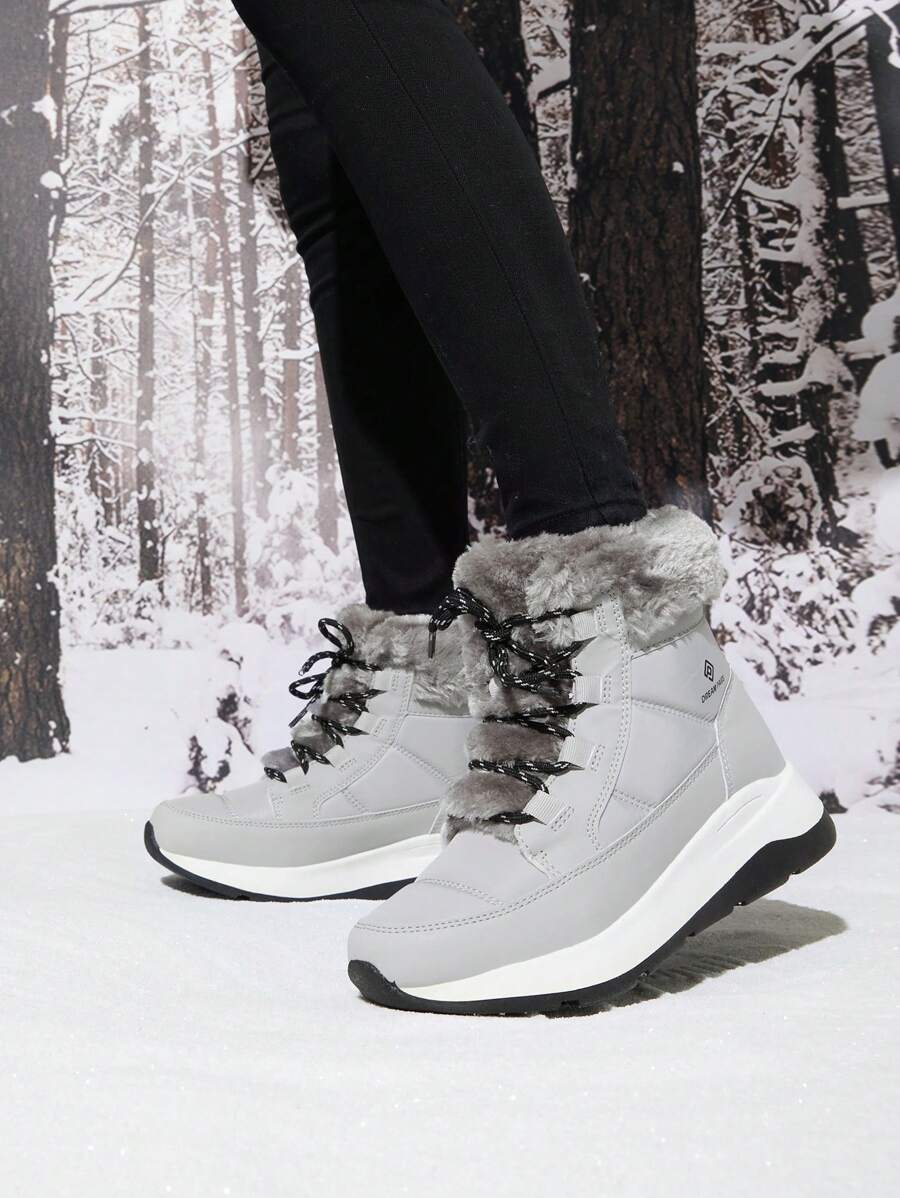 Women's Winter Snow Boots Waterproof Ankle Booties, Ladies Comfortable Boots Outdoor Christmas Festival Black  Boots - 灰色 - 查看 1
