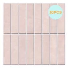 COMMOMY 3D Tile Stickers, 3D Mosaic Texture Peel And Stick Wall Tiles, Matte, Water And Mold Proof, 30 X 30cm, For Kitchen Decor, Bathroom Backsplash, RVs, Renters Wall Decor, Bedroom Decor, Pink Room Decor