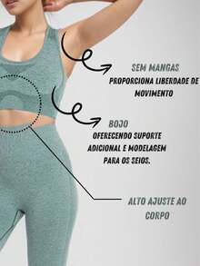 Gym Set Pants And Top Empina Lifts Butt Solid Color Fitness Women - 淺藍色 - 查看 2