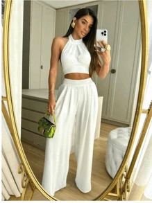 Duna Cropped Women's Set And Pantaloon Pants, Summer Model