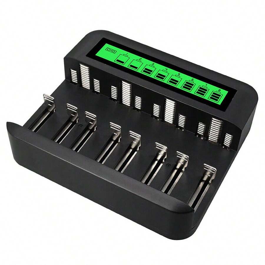 8 Slot Intelligent Fast Battery Charger / Rechargeable AA AAA C D Ni-MH Battery - Black - View 1