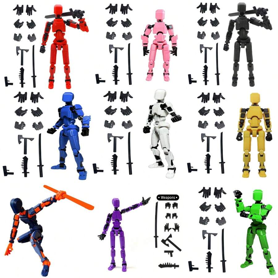 多关节可动人偶、吉祥人偶、创意配件玩具、雕像人偶、带不同武器的模型玩具、全身机动机器人(需自行组装) - 彩色 - 查看 1