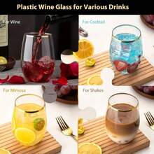 12oz Clear Plastic Party Cup, Reusable Plastic Wine Glass - Clear - View 6