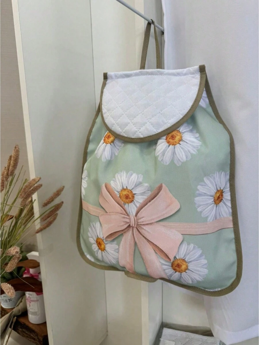 Kitchen Bag Holder - Daisy Digital Print - Green - View 1