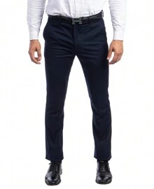 Mens Skinny Fit Solid Open Bottom Dress Pants - 藏蓝色 - 查看 1