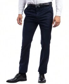 Mens Skinny Fit Solid Open Bottom Dress Pants - 藏蓝色 - 查看 4