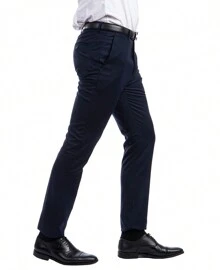 Mens Skinny Fit Solid Open Bottom Dress Pants - 藏蓝色 - 查看 2