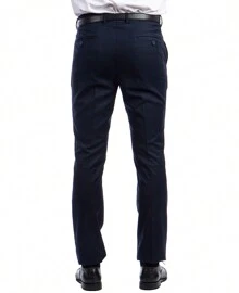 Mens Skinny Fit Solid Open Bottom Dress Pants - 藏蓝色 - 查看 5