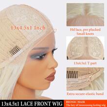 Blonde Lace Front Wig 26 Inch Body Wave Highlight Wigs Pre-Plucked, Long Layered Wig With Curtain Bangs, Glueless For Women, 613 Wig
