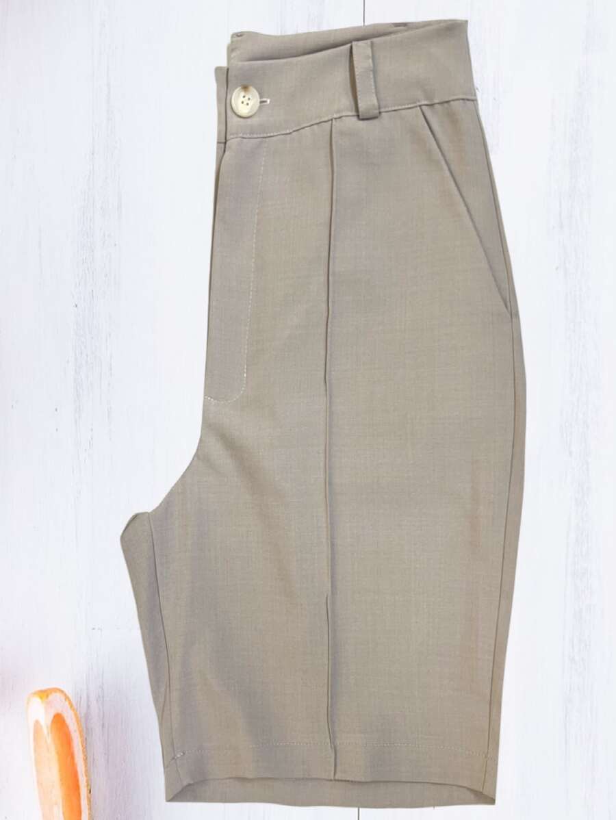 Women's Bermuda Shorts Tailoring Casual Linen Design - 米色 - 查看 1