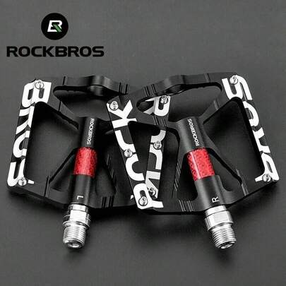 ROCKBROS Bicycle Pedals, 9/16 Mountain Bike Pedals, Anti-Slip Cycling Pedals Aluminium Alloy Reflective Sealed Bearing Anti-Skid Waterproof Dust-Proof For MTB Road Bikes Black Red