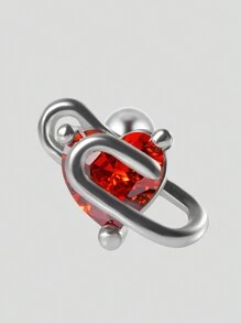 1PC Stainless Steel Red Zirconia Ear Studs Heart-Shaped Bat Evil Tragus Cartilage Screw Ball Earrings For Women Piercing Jewelry - As Shown - View 14