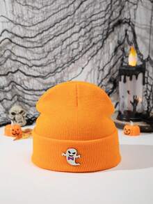 1pc Men Casual Ghost Pattern Knitted Skull Cap, Warm Hat Suitable For Halloween And Daily Wear Skeleton - Multicolor - View 9