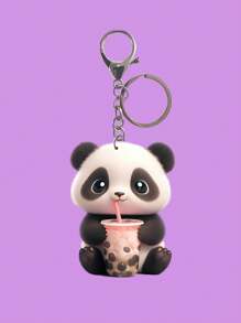 1 件可爱熊猫泡泡茶亚克力钥匙扣，2D 设计轻巧时尚钥匙扣、包包吊饰、汽车吊坠，送给朋友的完美礼物 - 彩色 - 查看 8