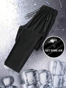 Pantaloni ușori, cu uscare rapidă, pentru bărbați, stilul Boyfriend, negri, pantaloni casual slim din plasă, respirabili, pentru exterior