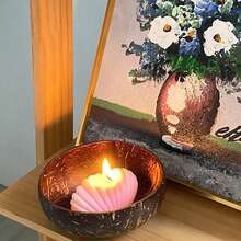 1pc Coconut Bowl/Wooden Spoon/Unique Coconut Shell Bowl, Tableware Spoon, Rice/Salad/Yogurt Bowl, Creative Blogger-Favorite Fruit Coconut Bowl, Large Belly Bowl With Wooden Spoon - Multicolor - View 3