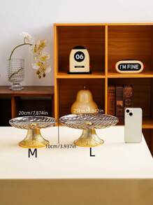 1pc Round Cake Stand With Golden Base, Dessert Serving Tray For Halloween, Christmas, Wedding, Party, Holiday Decoration - Multicolor - View 14