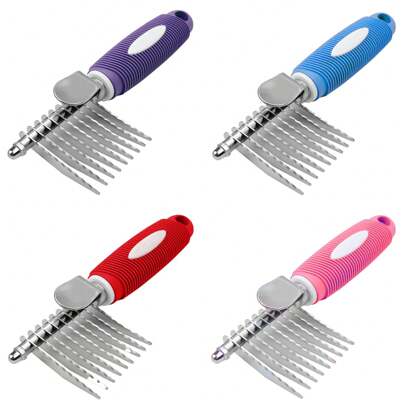 1 件脱毛梳梳子工具狗梳刷 - 适用于金毛犬和猫的狗刷，配有 2.5 英寸长的钢刀片金属狗梳，用于梳理缠结或打结的底毛